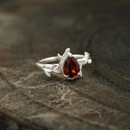 Red Garnet Leaf Engagement Ring - Gigiscc