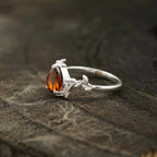 Red Garnet Leaf Engagement Ring - Gigiscc