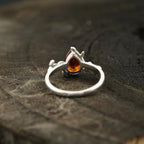 Red Garnet Leaf Engagement Ring - Gigiscc