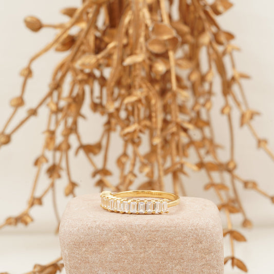 Baguette Cut Moissanite Wedding Band Half Eternity Band