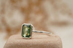 Bezel Set Green Amethyst 925 Sterling Silver Solitaire Ring - Gigiscc