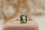 Bezel Set Green Amethyst 925 Sterling Silver Solitaire Ring - Gigiscc