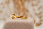 White Opal Oval Cut Engagement Ring October Birthstone - Gigiscc