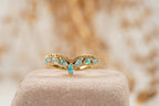 Marquise Cut Fire Opal CZ Diamond Wedding Band - Gigiscc