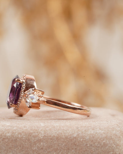 Oval Cut Alexandrite Cluster Engagement Ring