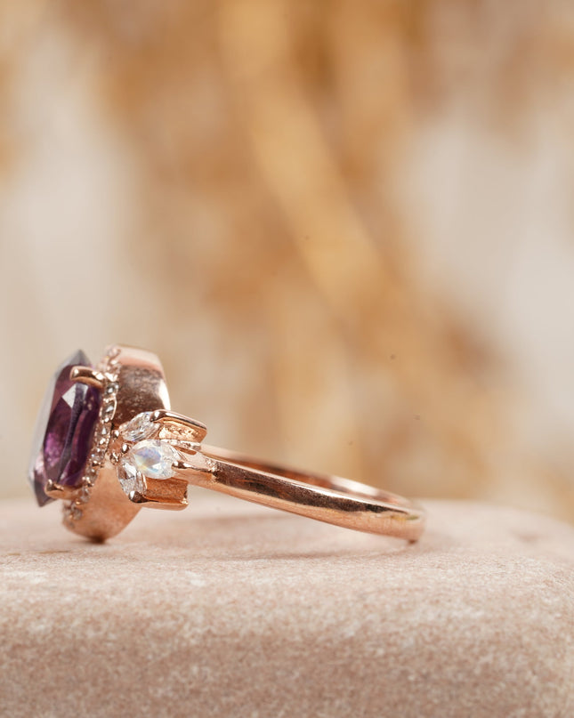 Oval Cut Alexandrite Cluster Engagement Ring