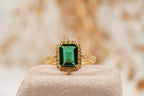 Emerald Cut Cluster Halo Engagement Ring - Gigiscc