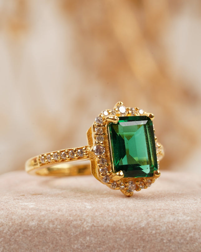 Emerald Cut Cluster Halo Engagement Ring