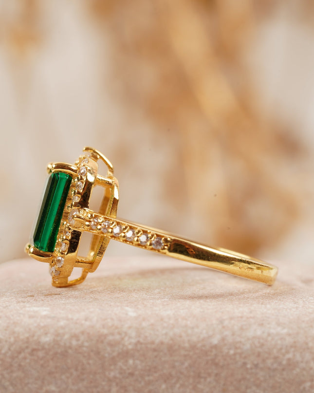 Emerald Cut Cluster Halo Engagement Ring