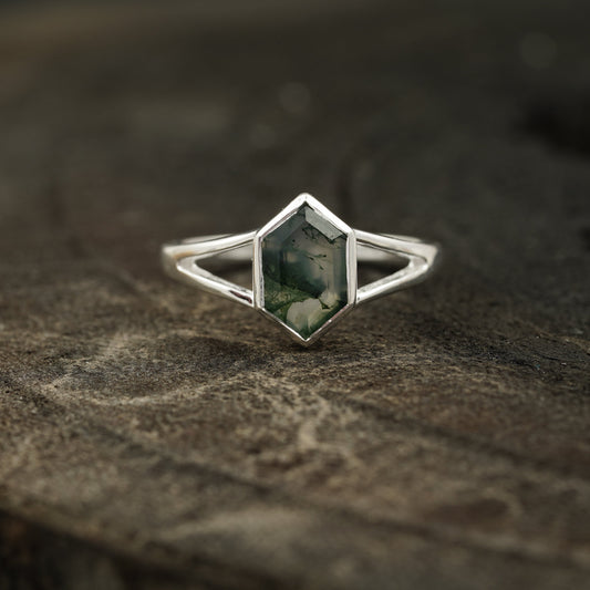 Vintage Bezel Setting Moss Agate  Engagement Ring Second