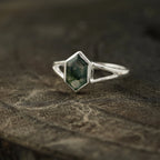 Vintage Bezel Setting Moss Agate Engagement Ring - Gigiscc