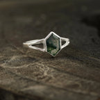 Vintage Bezel Setting Moss Agate Engagement Ring - Gigiscc