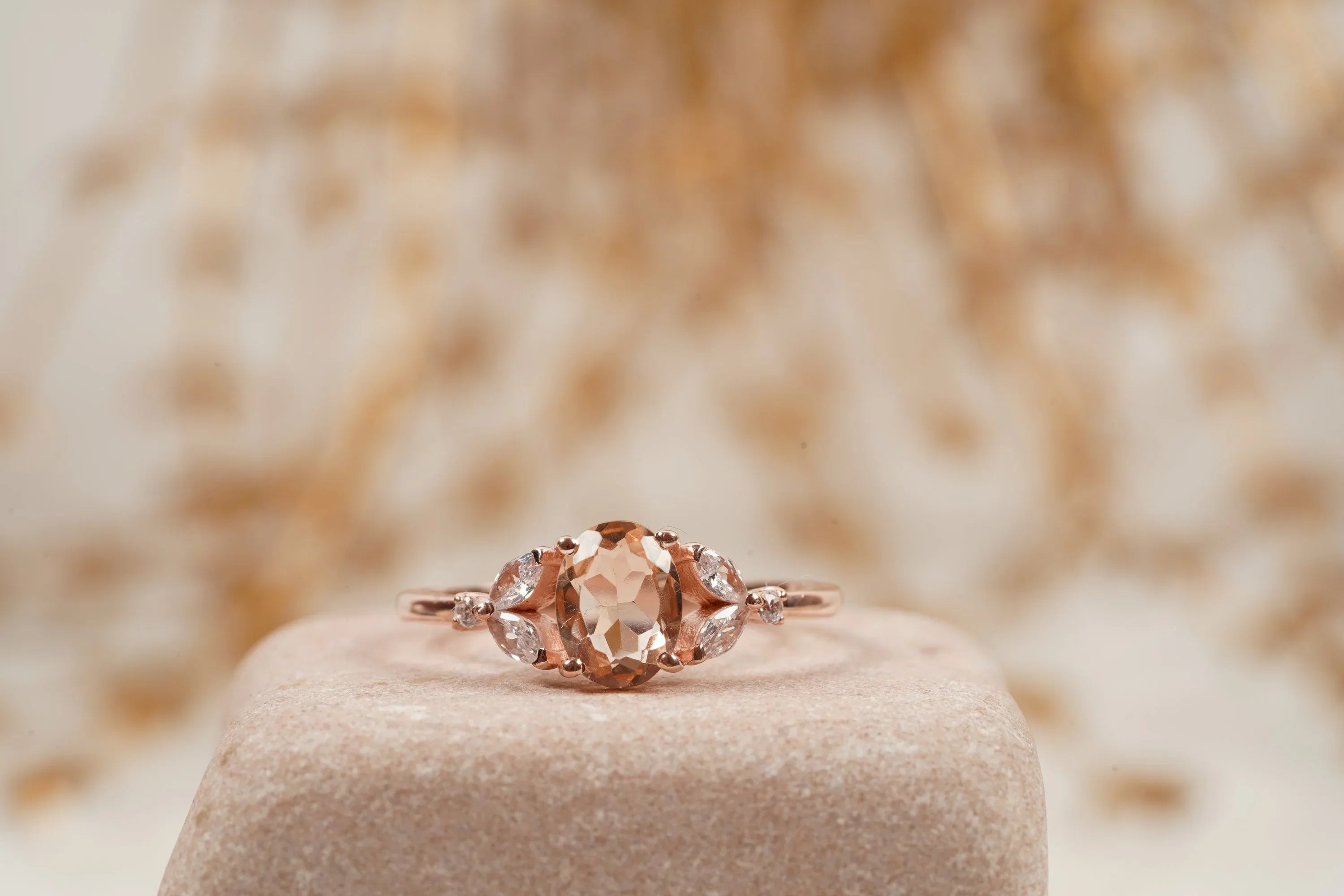 Pink Morganite Engagement Oval Morganite Ring - Gigiscc