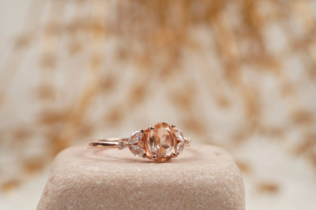 Pink Morganite Engagement Oval Morganite Ring - Gigiscc