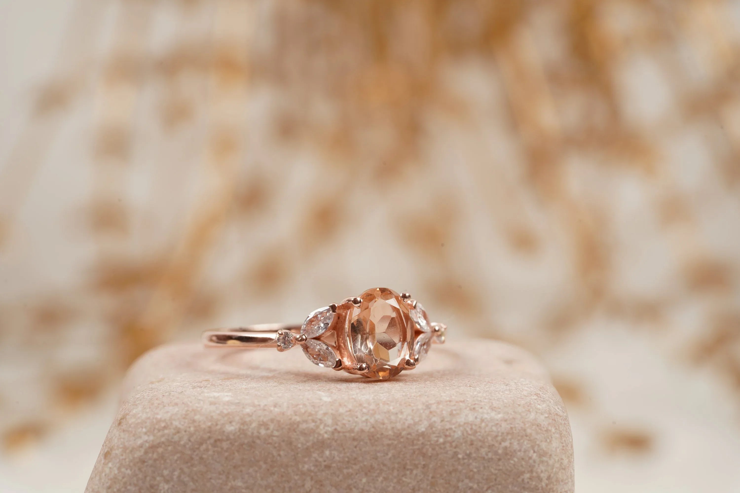 Pink Morganite Engagement Oval Morganite Ring - Gigiscc