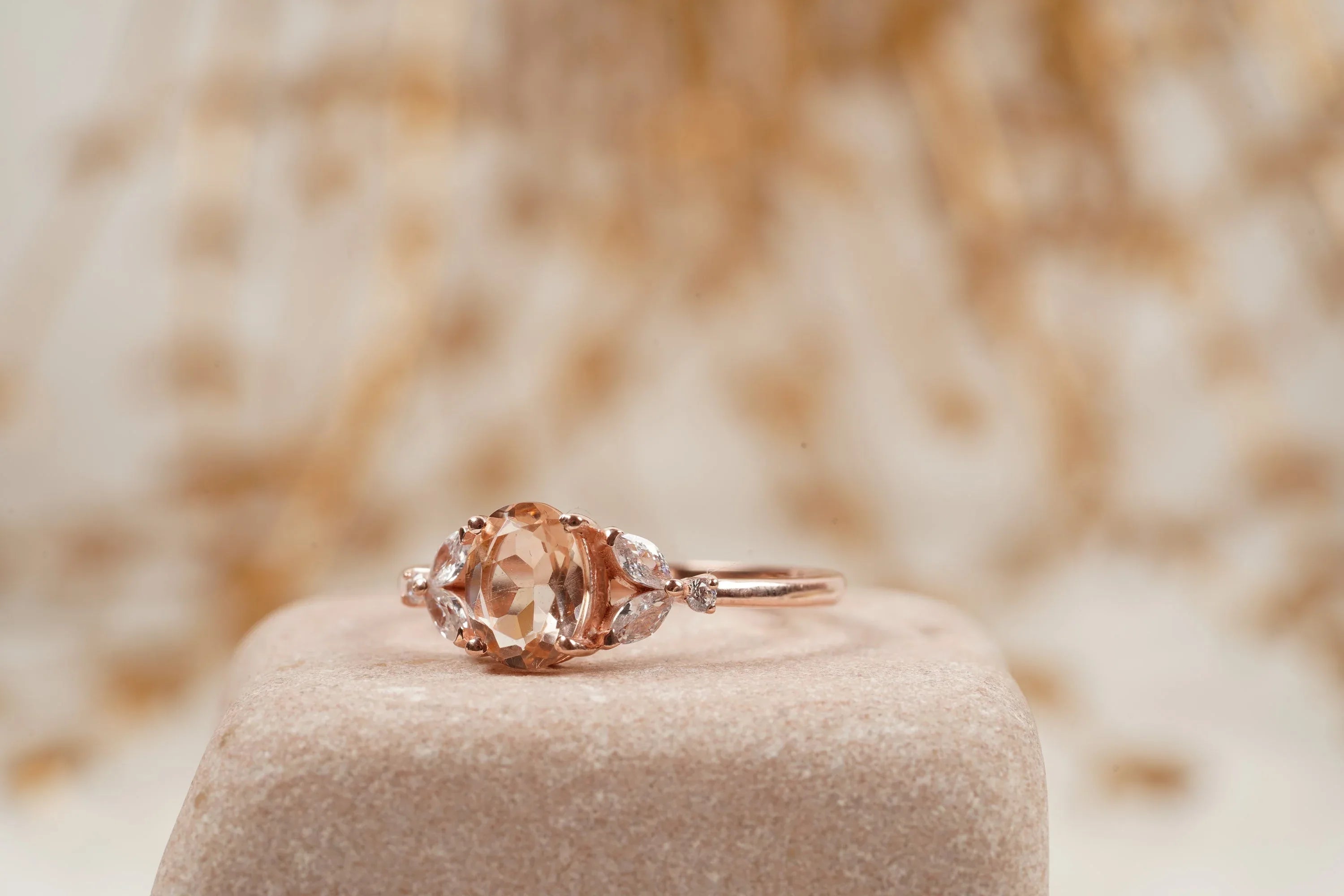 Pink Morganite Engagement Oval Morganite Ring - Gigiscc