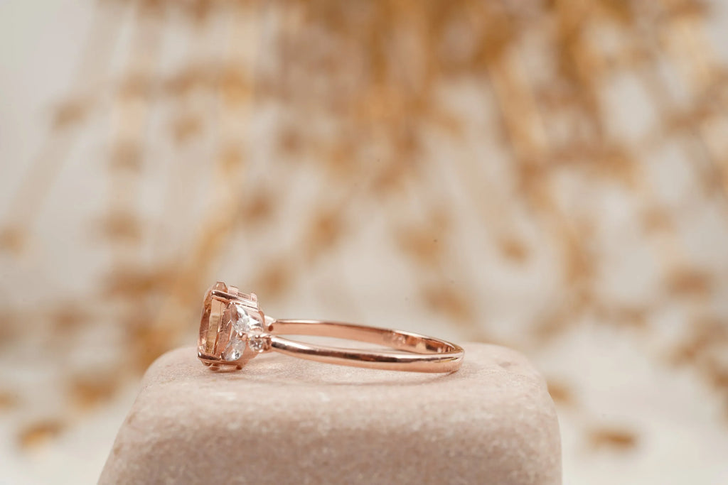 Pink Morganite Engagement Oval Morganite Ring - Gigiscc