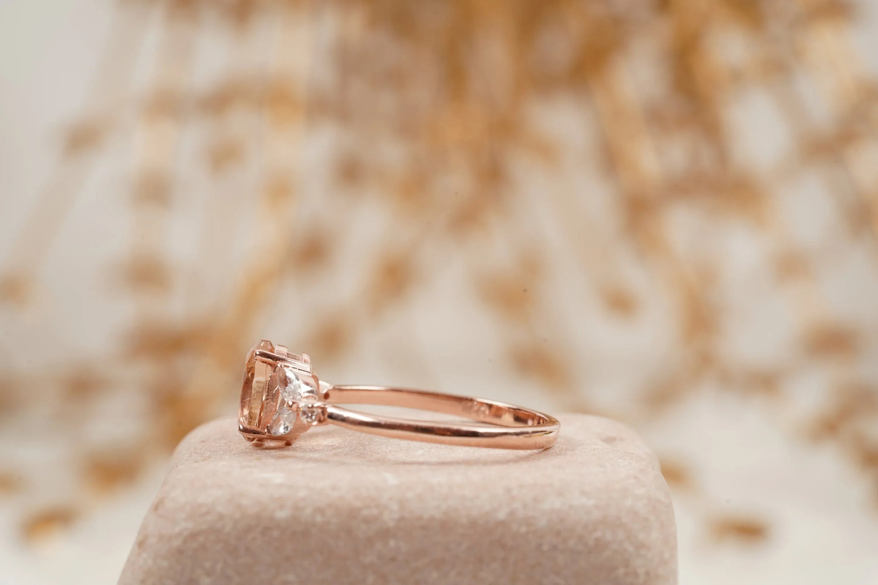 Pink Morganite Engagement Oval Morganite Ring - Gigiscc