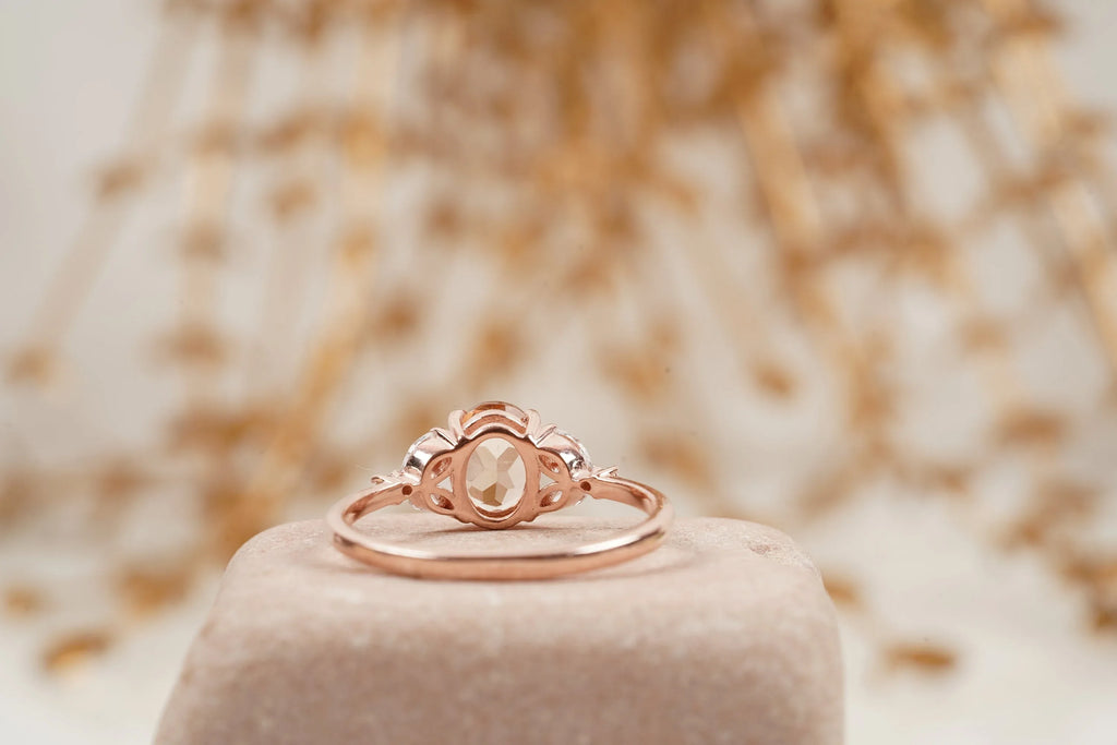 Pink Morganite Engagement Oval Morganite Ring - Gigiscc