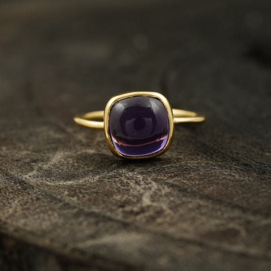 Cabochon Amethyst Engagement Ring