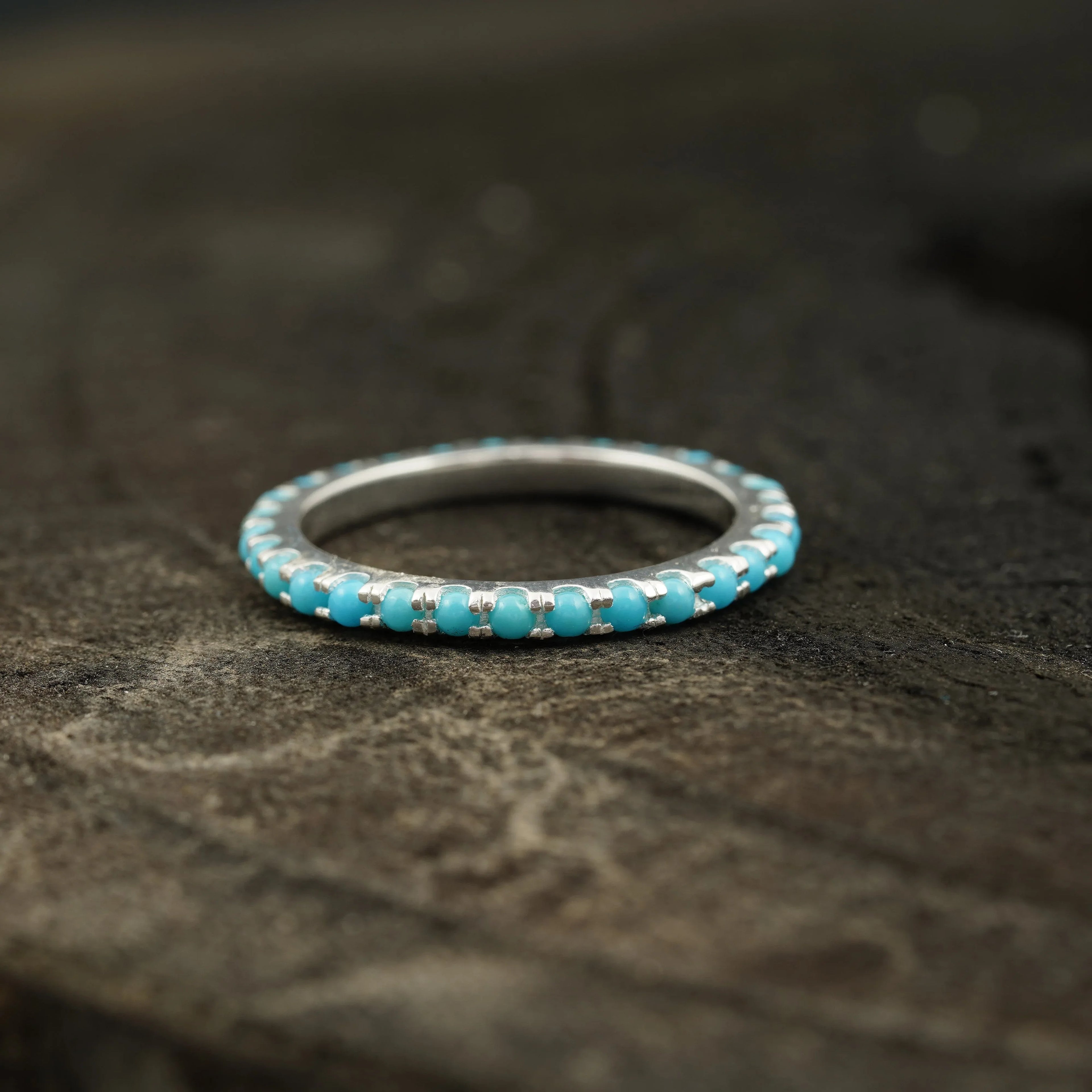 Turquoise Full Eternity Wedding Bands - Gigiscc