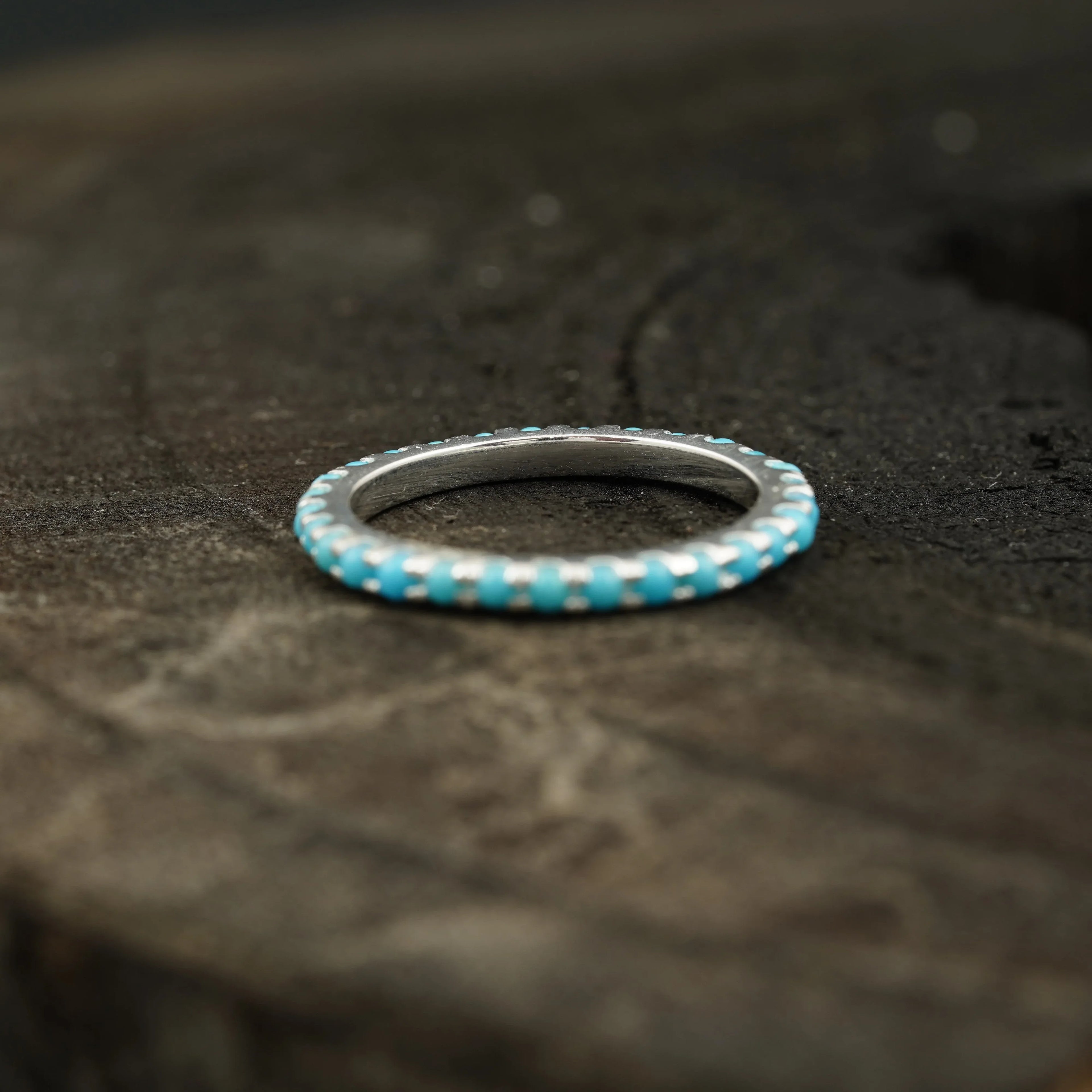 Turquoise Full Eternity Wedding Bands - Gigiscc