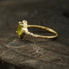Oval Cut Cluster Halo Diamond Peridot Engagement Ring - Gigiscc