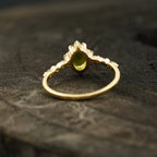 Oval Cut Cluster Halo Diamond Peridot Engagement Ring - Gigiscc