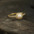Pearl & Diamond Silver Engagement Ring - Gigiscc