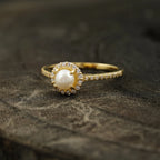 Pearl & Diamond Silver Engagement Ring - Gigiscc