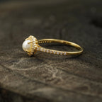 Pearl & Diamond Silver Engagement Ring - Gigiscc