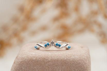 Turquoise Half Eternity Sterling Silver Wedding Band