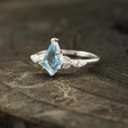 Kite Shape Aquamarine 925 Sterling Silver Ring - Gigiscc