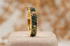 Baguette Cut Moss Agate Stone Wedding Band - Gigiscc