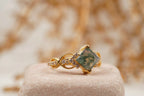 Princess cut Moss Agate engagement ring - Gigiscc