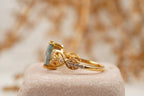 Princess cut Moss Agate engagement ring - Gigiscc