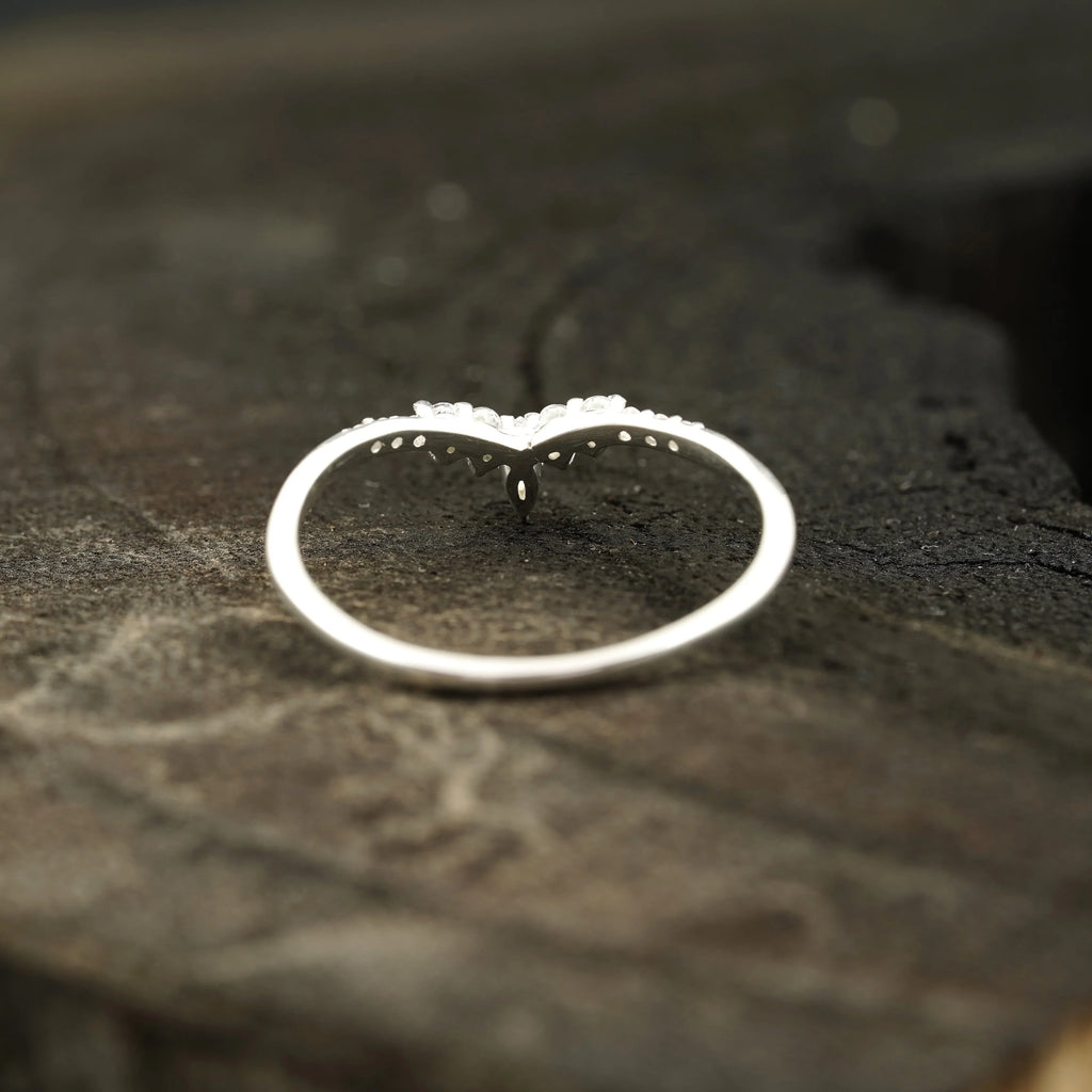 Marquise Diamond Wedding Band Sterling Silver - Gigiscc