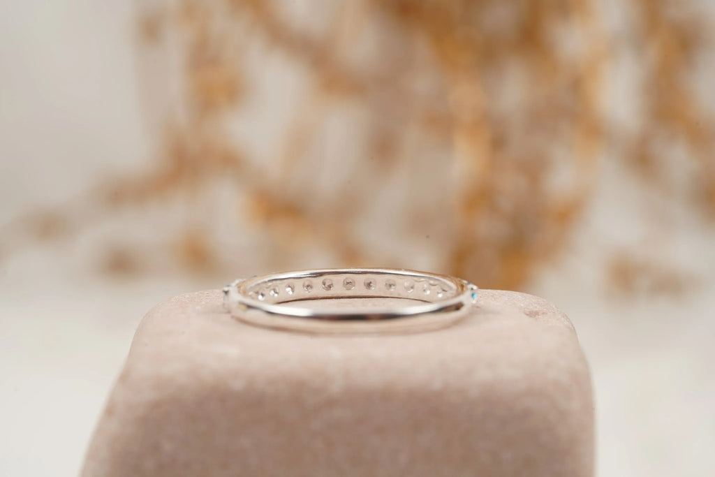 London Blue Topaz And Diamond Wedding Band 925 Sterling Silver - Gigiscc