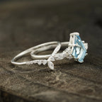 Kite Aquamarine White Gold Engagement Ring Set - Gigiscc