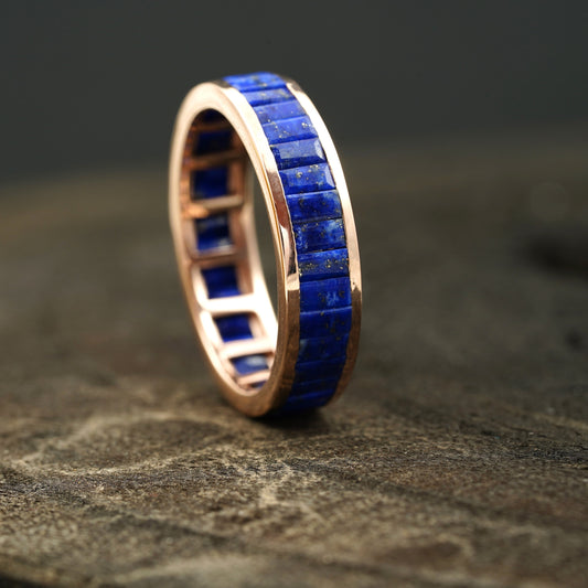 Lapis lazuli channel set ring
