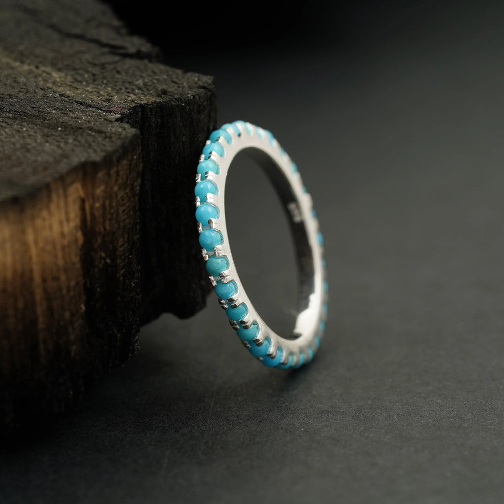 Turquoise Full Eternity Wedding Bands - Gigiscc