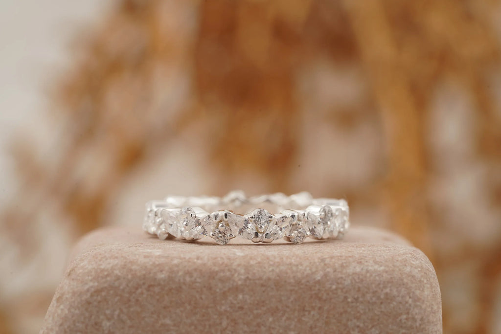 Marquise cut Moissanite Full eternity wedding band - Gigiscc