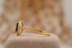 Pear Cut Red Garnet Halo Diamond Engagement Ring - Gigiscc