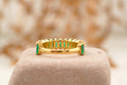 Baguette Cut Emerald Half Eternity Art Deco Wedding Band - Gigiscc