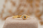 Diamond Evil Eye Ring 14K Solid Gold Minimalist Ring - Gigiscc
