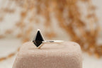 Black Onyx Kite Shaped Engagement Ring 925 Sterling Silver - Gigiscc