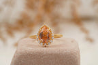 Pear Cut Morganite Halo Diamond Engagement Ring - Gigiscc