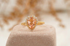 Pear Cut Morganite Halo Diamond Engagement Ring - Gigiscc