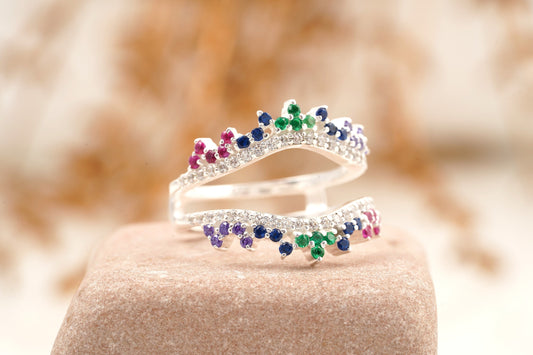 Multi Stone Wedding Band | Sapphire Ruby Emerald Multi Stone Ring