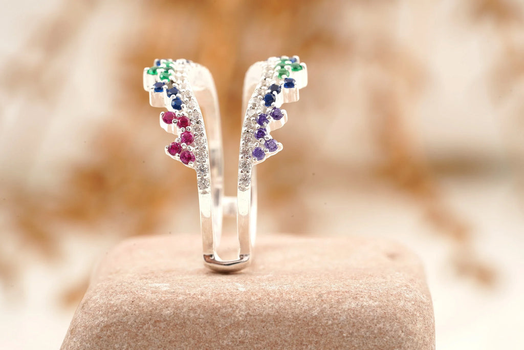 Multi Stone Wedding Band | Sapphire Ruby Emerald Multi Stone Ring - Gigiscc